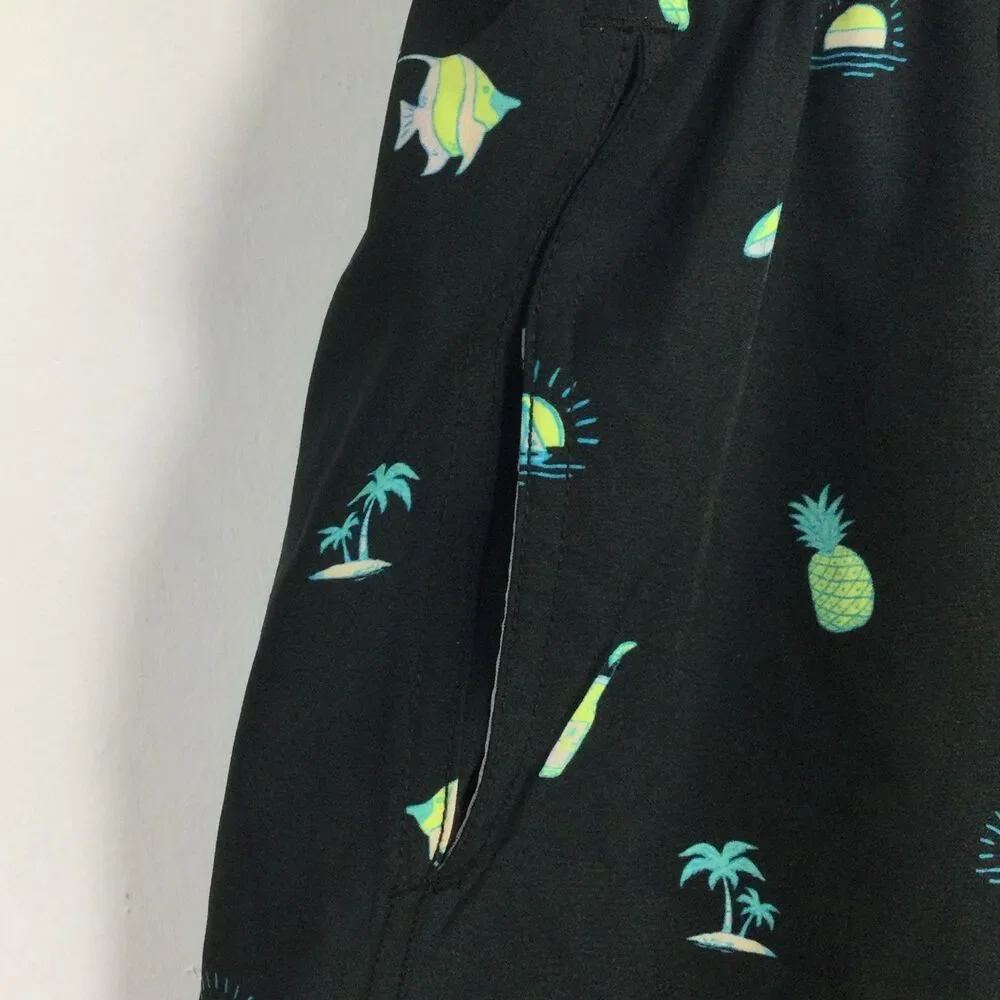 Chubbies Mens Lined Classic The Beach Essentials Swim Trunk Black Multi XXL NWT